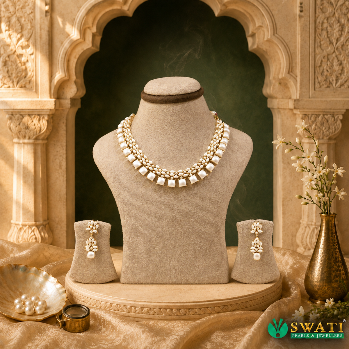 White Pearls Necklace Set