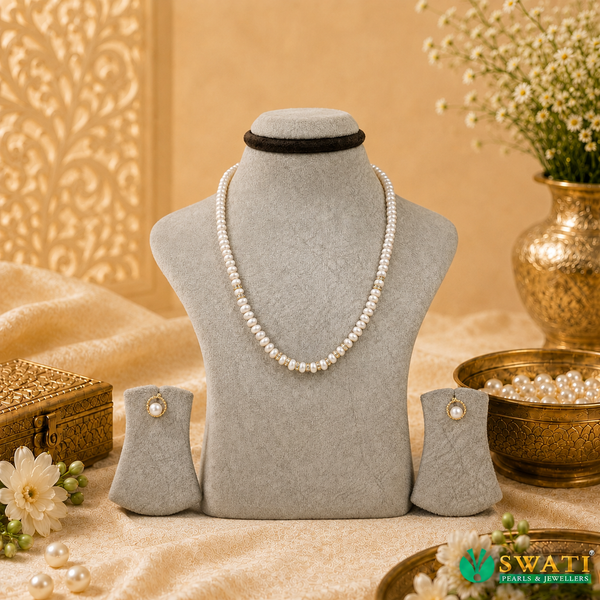 Pink Semi Round Mala Gold Plated Balls