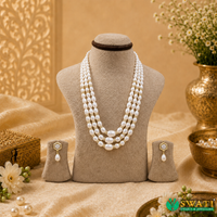 White Pearls Gold Plated Balls Gadead 3rows