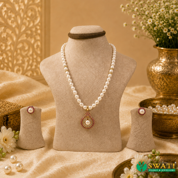 White Red Stone Drop Set