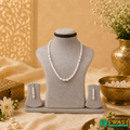 White Semi Round Pearls Gold Plated Balls Mala