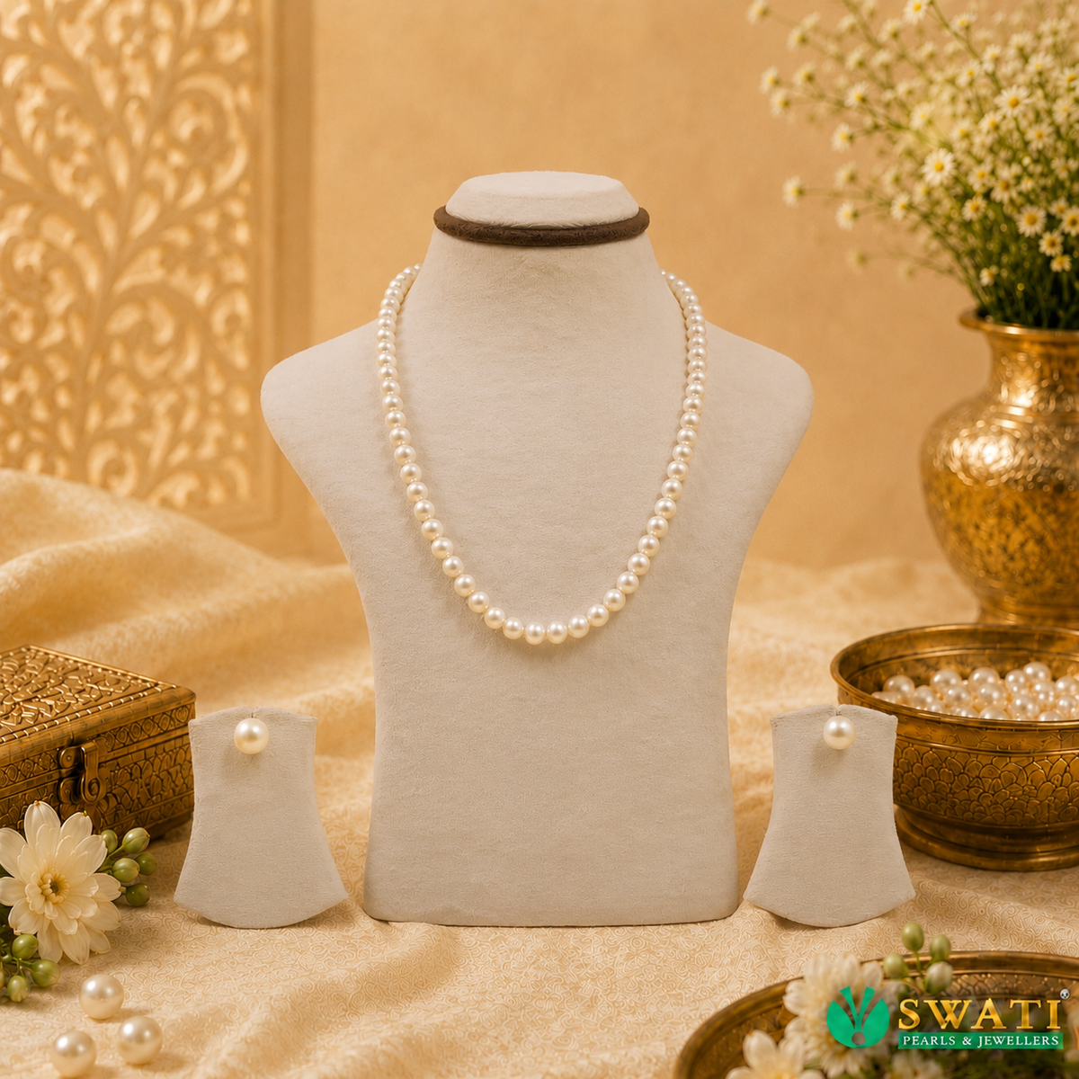 White Pearls Round Small Mala