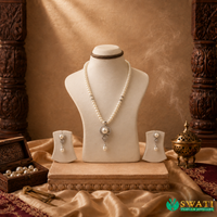 White Pearls With Silver Set
