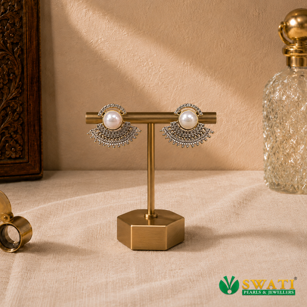 Pearls With White Stone Tops