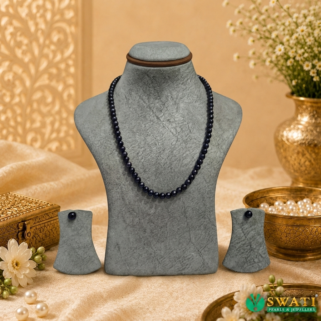 Black Semi Round Mala