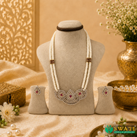 White Pearls Red And White Stone AD Set
