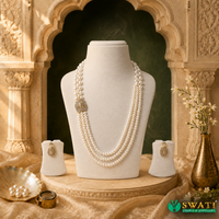 White Pearls With Only White Stone Set