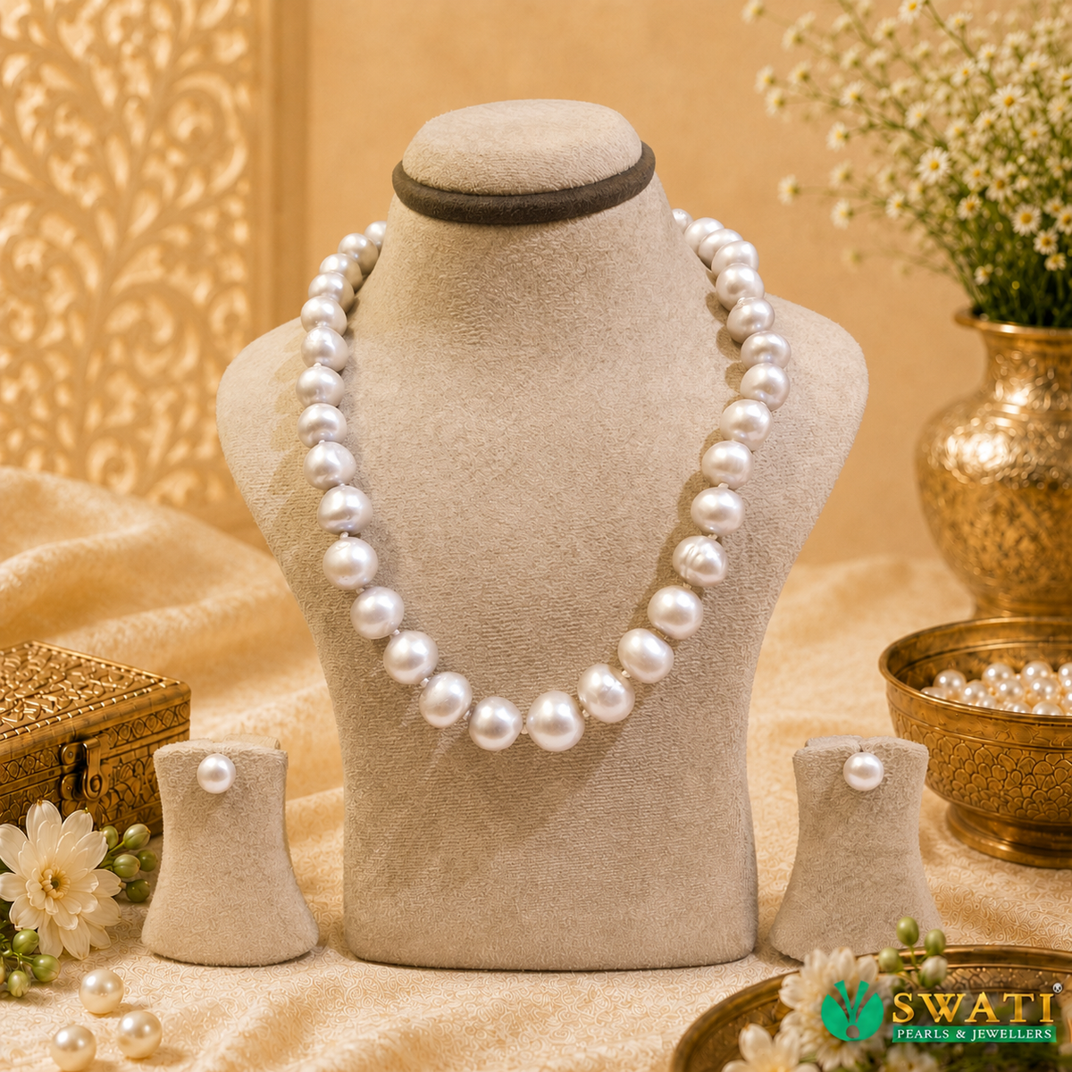 Silver Grey Round Shape Even Size Mala