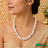 White Pearls Round Shape With Stone