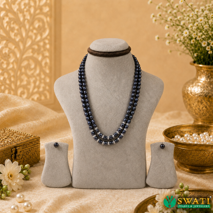 Black Oval Shape Even Size Mala