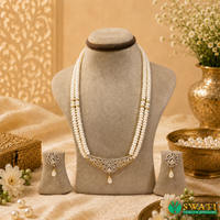 White Pearls Red Stone 1row