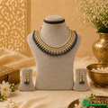 Black Pearl With White Stone Necklace