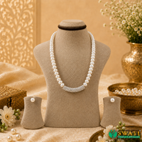 White Pearls Stone Pendant Mala