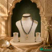 Black Pearls With White Stone Set