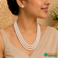 White Pearl Plain Mala 3rows