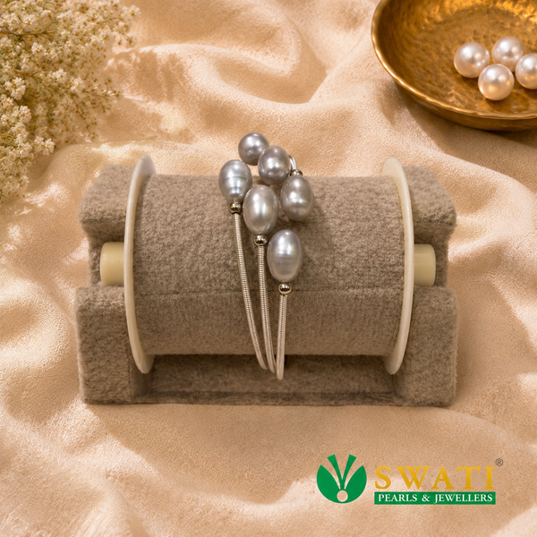 Silver Gray Pearls Bracelet