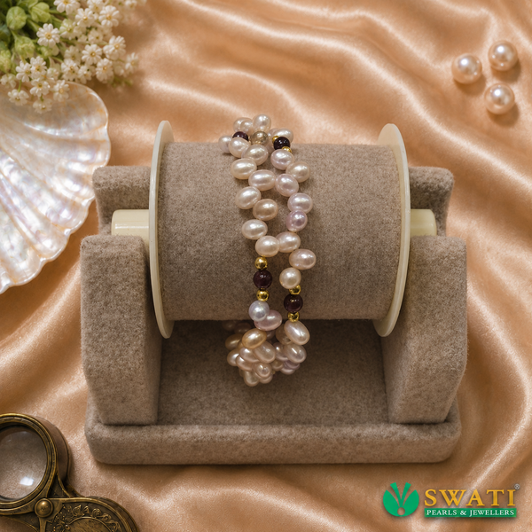 Pink Pearl With Stone Bracelet