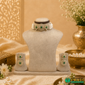 White Pearls With Green Stone Chowkar