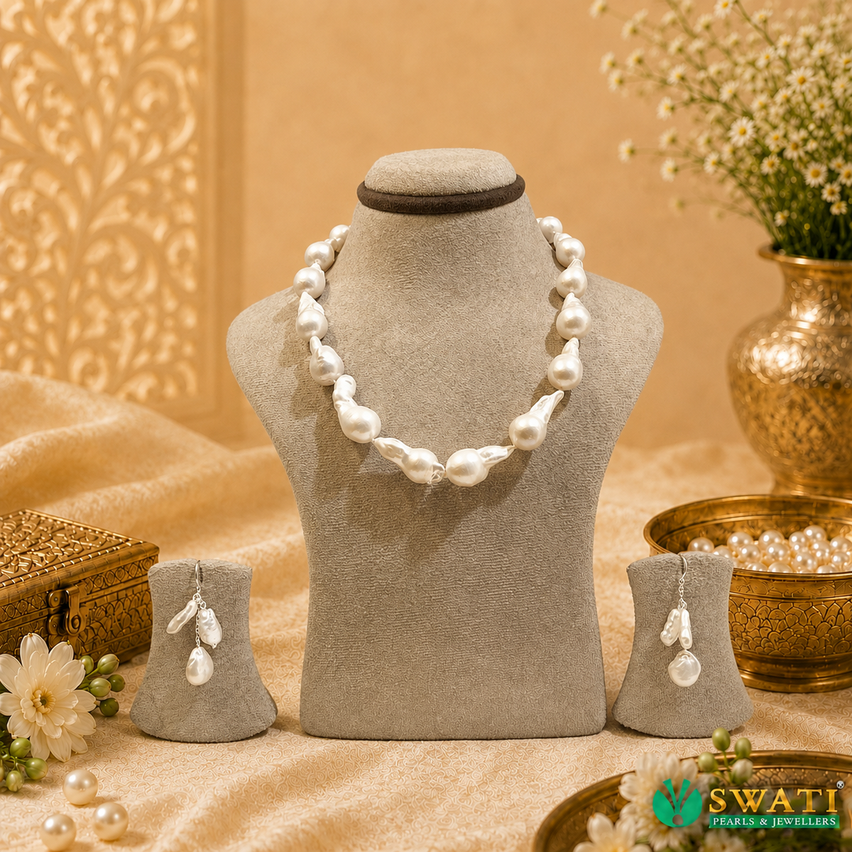 White Pearls Baroque Big Size Mala