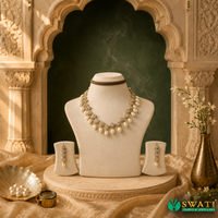 White Pearls Drop Necklace Set