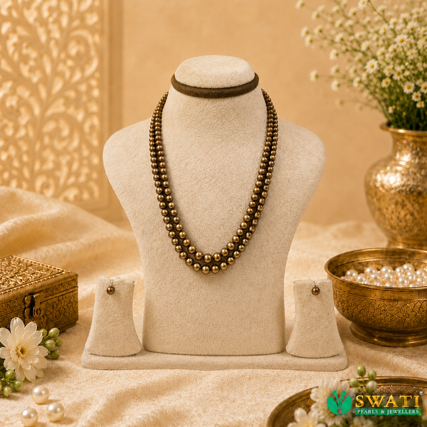 Greenesh Gray Round Shape Graded Mala