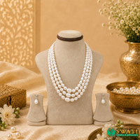 White Pearl Plain Graded 3 Rows Mala