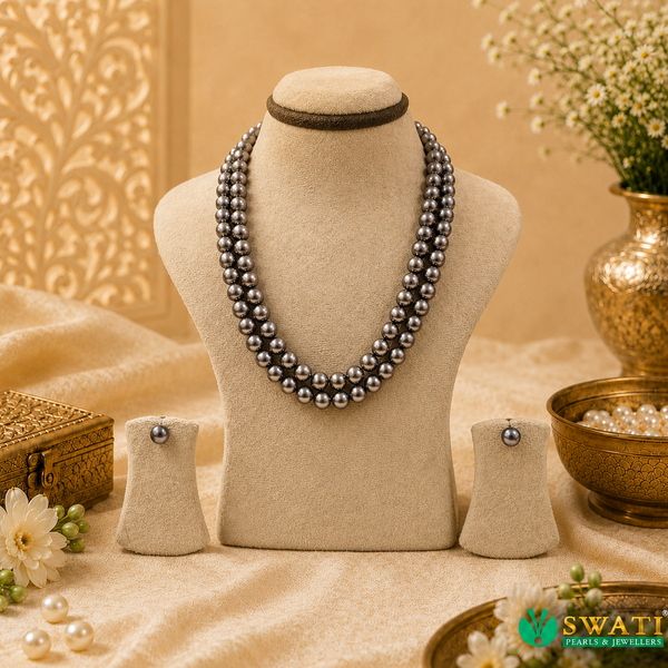 Purple Gray Round Shape Mala