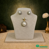 White Pearls With White Stone Pendant