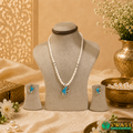 White Pearls Blue Silver Set