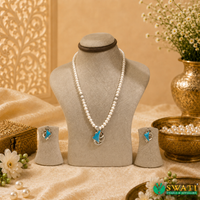 White Pearls Blue Silver Set
