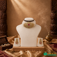White Red Stone Pearls Set